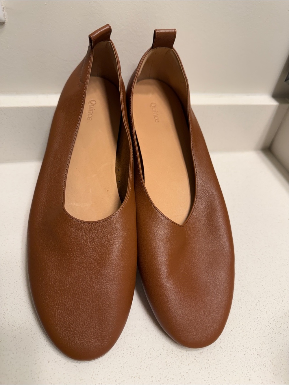 Quince Women's Cognac Slip-On Leather Flats